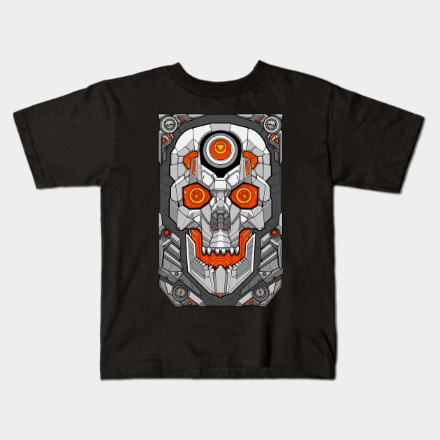 Mecha skull card Kids T-Shirt by eleazarion